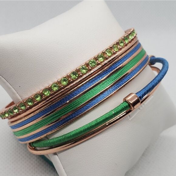 Jessica Simpson Blue, Green, & Rose Gold Bracelets - Picture 4 of 6